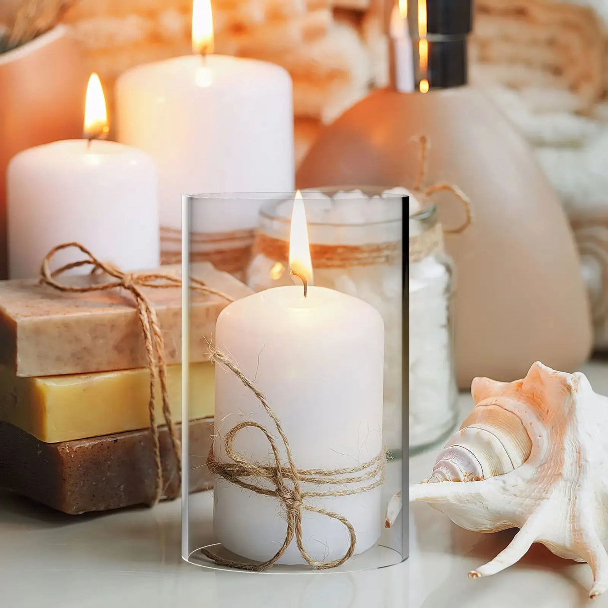 Clear Glass Tube Candleholder Shades - Set of 2 - Julia M LifeStyles