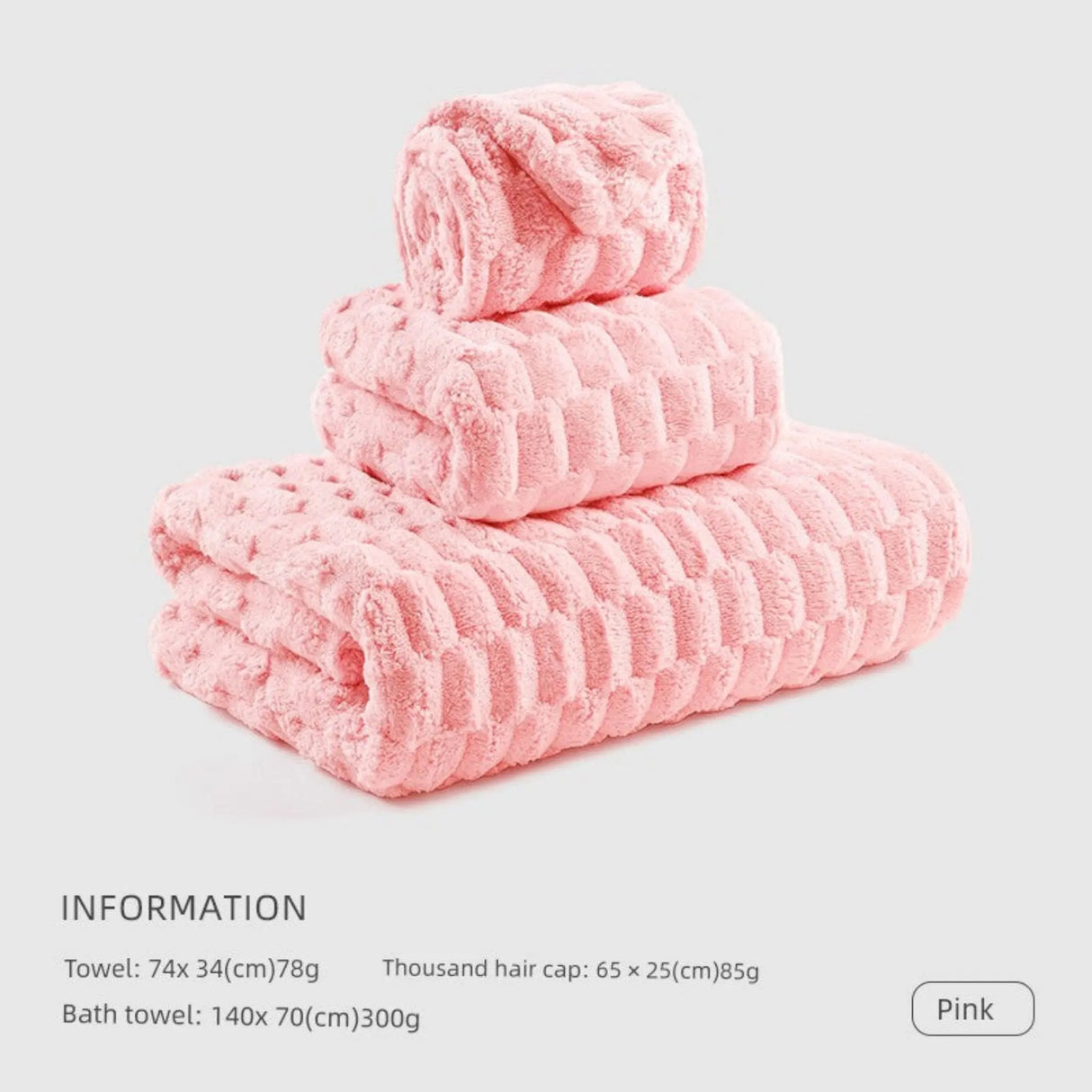 Cotton Towel Set with Hair-Drying Cap - Julia M LifeStyles