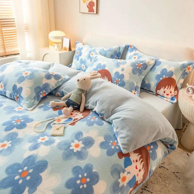 Thickened Winter Milk Velvet Bedding Set - Julia M LifeStyles