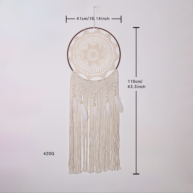 Nordic Creative Hook Flower Dream Catching Net Feather Wind Chime Pendant Home Decor Entrance Decoration Wedding Background eprolo