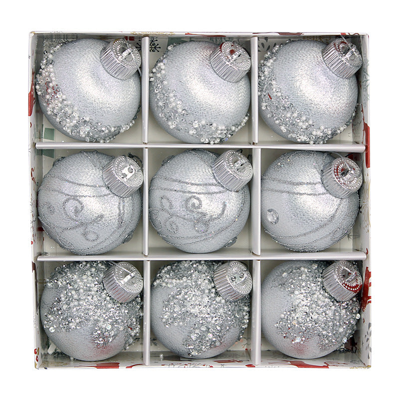 Christmas balls, silk balls, winding balls, painted balls, 8cm, 9pcs, boxed Christmas decorations Julia M Home & Kitchen