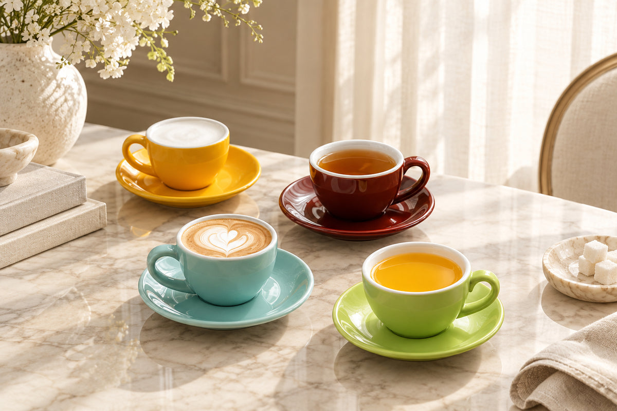 Fika Nordic Ceramic Latte Mug with Contrast Rim, 10 oz
