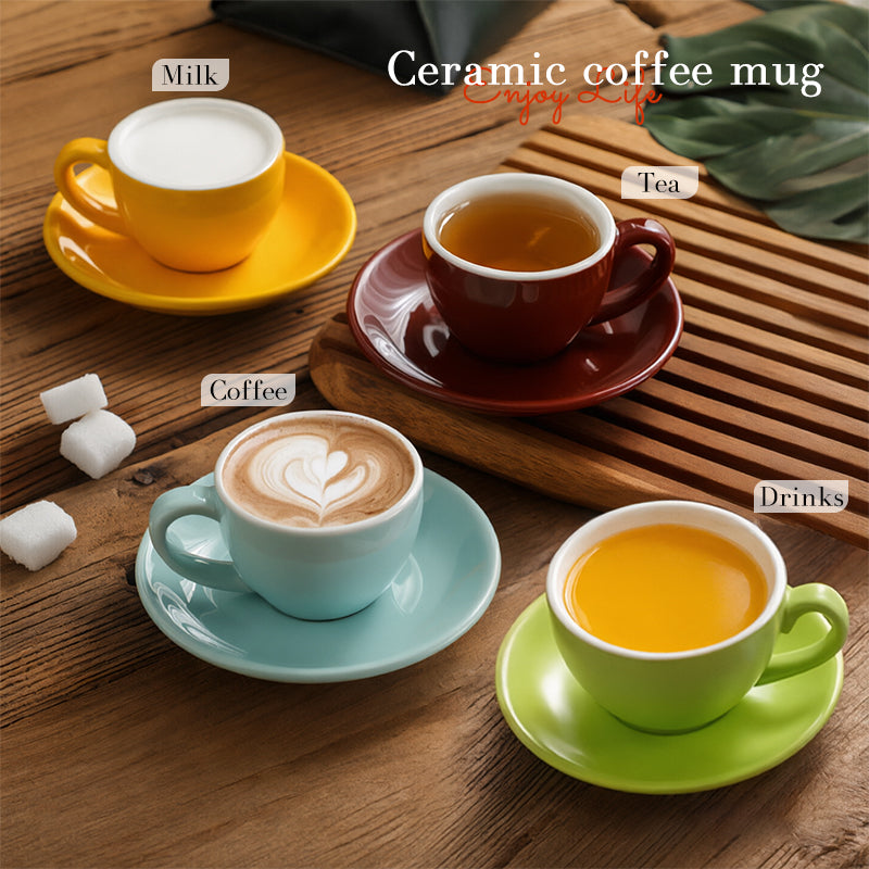Nordic Ceramic Latte Cup – 300ml Artisan Coffee Cup with Contrast Rim