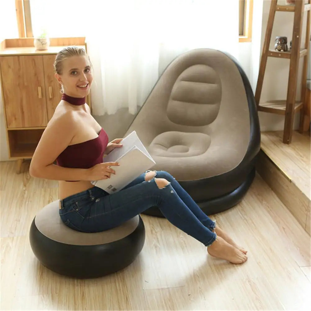 Inflatable Air Mattress Lazy Sofa Deck Chair Comfortable Leg Stool Rest Single Beanbag for home and Outdoor Use - Julia M LifeStyles