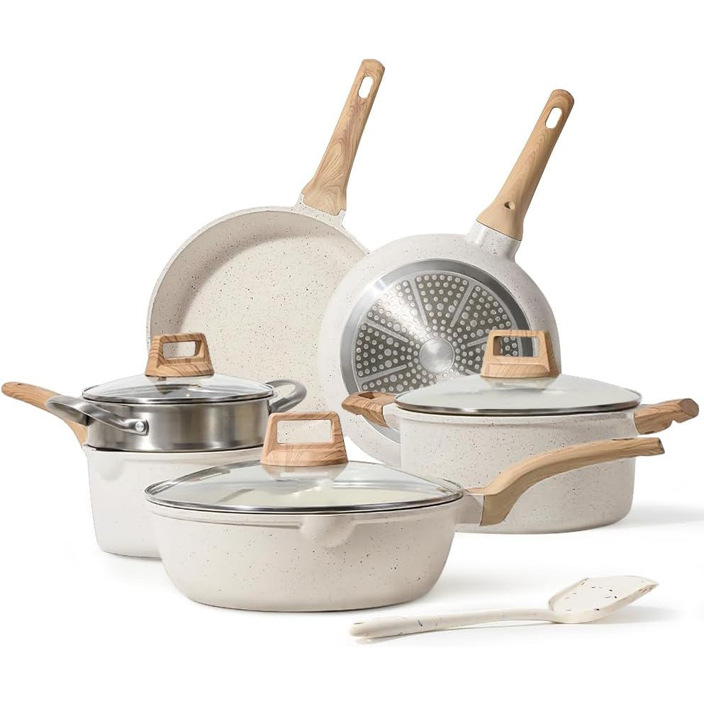 Medical stone non-stick pot soup pot stew pot frying pan wok milk pot frying pan steaming marble granite pot set - Julia M LifeStyles