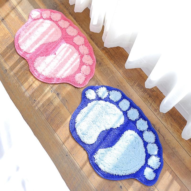 Foot Print Bath Mats Non-slip Bathroom Carpet Mat Toilet Bathroom Rug Bath Pad Julia M Home & Kitchen