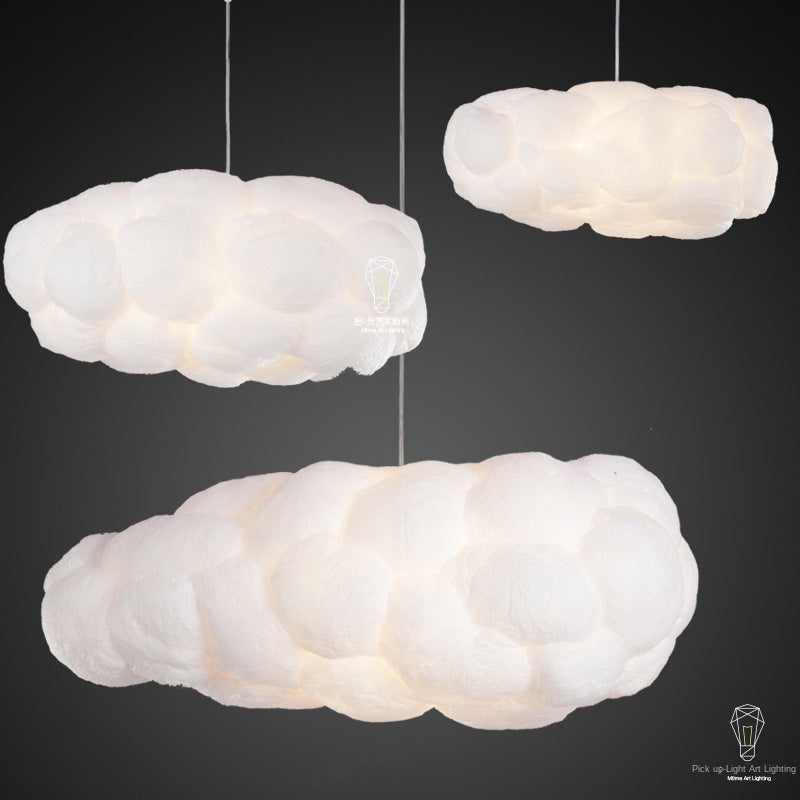 Nordic Cotton Cloud LED Pendant Lamp – Elegant White Iron Chandelier for Stylish Spaces