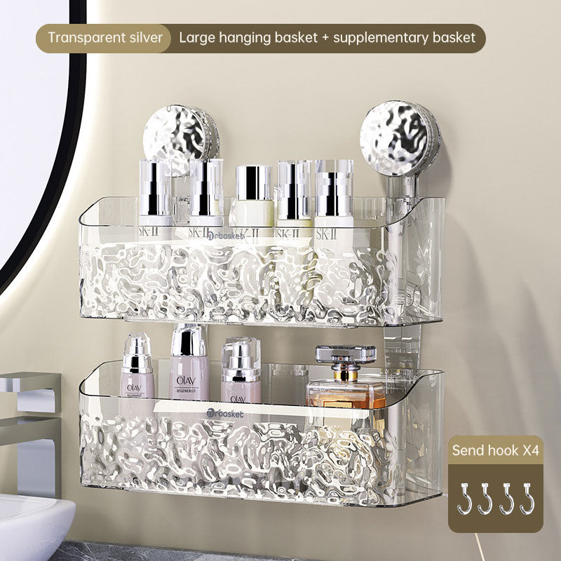 Suction tray rack bathroom shelf no punch bathroom wash table hanging basket wall hanging wall receiving rack Julia M Home & Kitchen