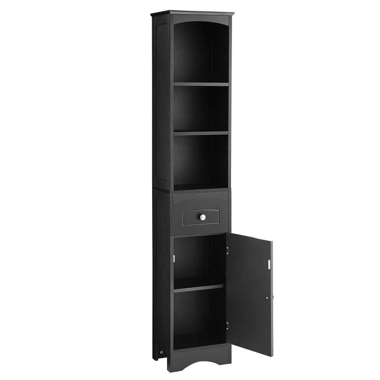 Tall Bathroom Cabinet, Freestanding Storage Cabinet with Drawer, MDF Board, Adjustable Shelf, Black - Julia M LifeStyles