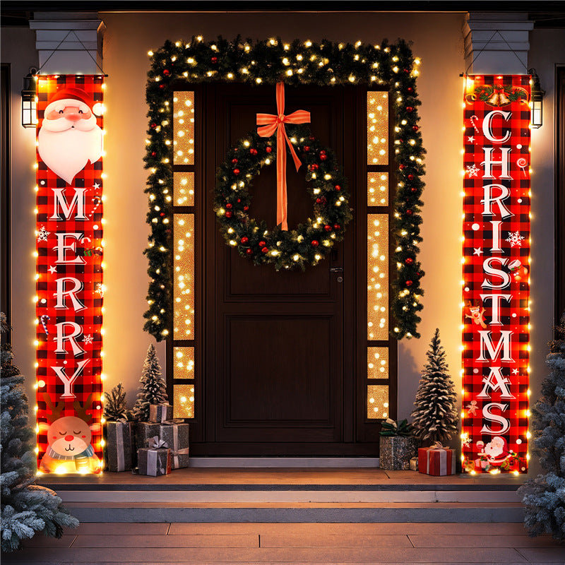 Door hanging LED illuminated party curtains Christmas party decorations Couplets with lights hanging curtains banners Julia M Home & Kitchen
