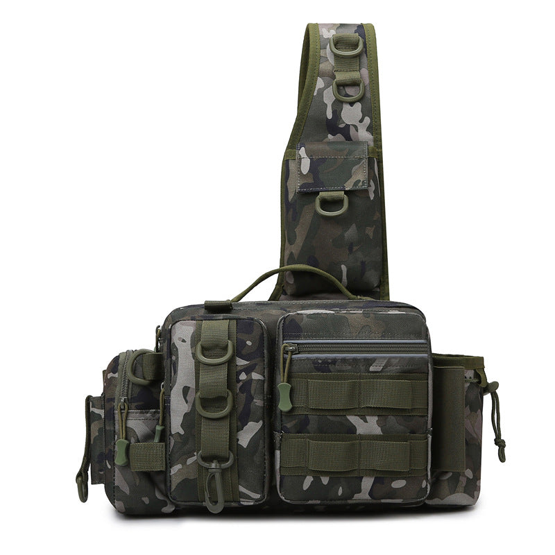 Men's Fishing Backpack: Equipped with bait box, equipment storage bag, pole holder, sling & shoulder bag design. eprolo