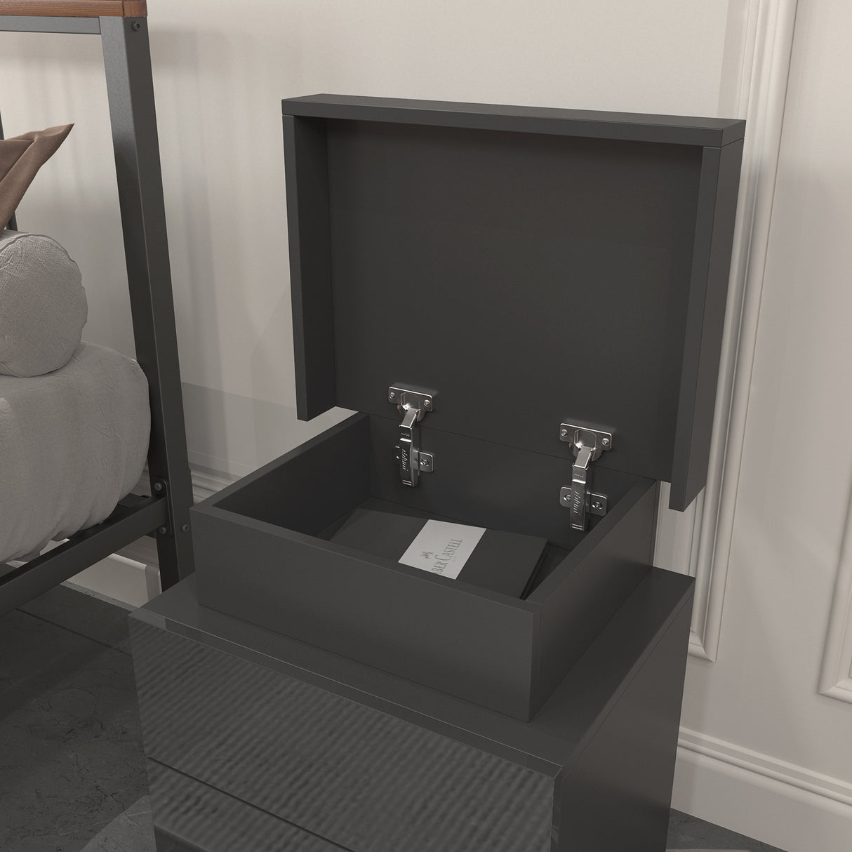 LED Black Nightstand Modern Multi-Colour LED Night Table Bedside Tables for Bedroom, Living Room - Julia M LifeStyles