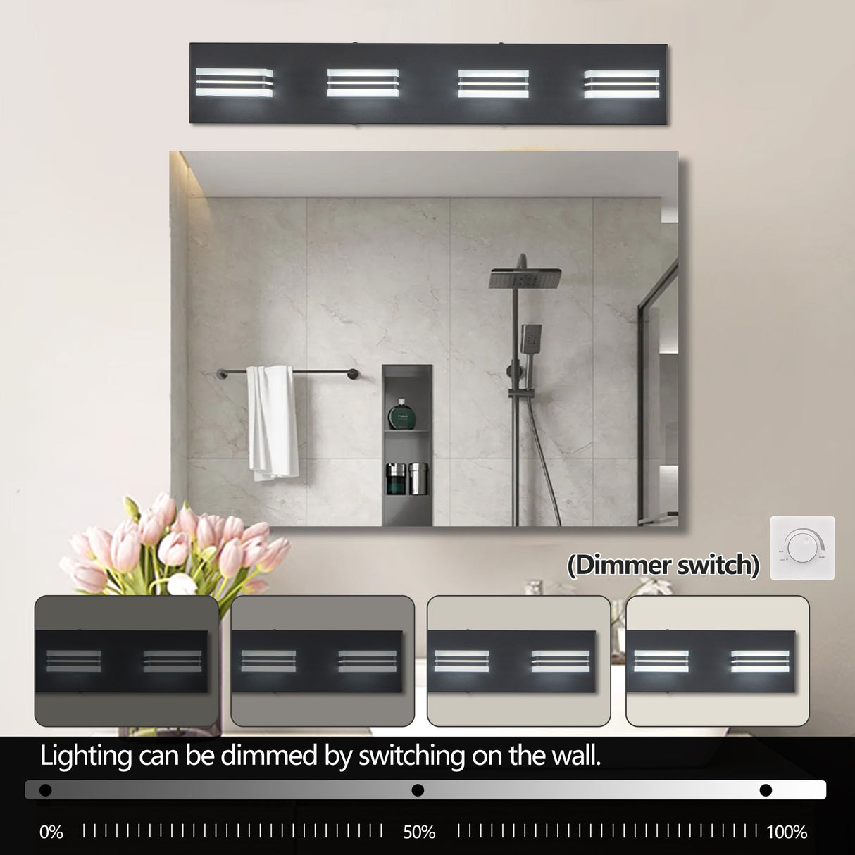 LED Modern Black Vanity Lights, 4-Lights Acrylic Matte Black Bathroom Vanity Lights Over Mirror Julia M Home & Kitchen