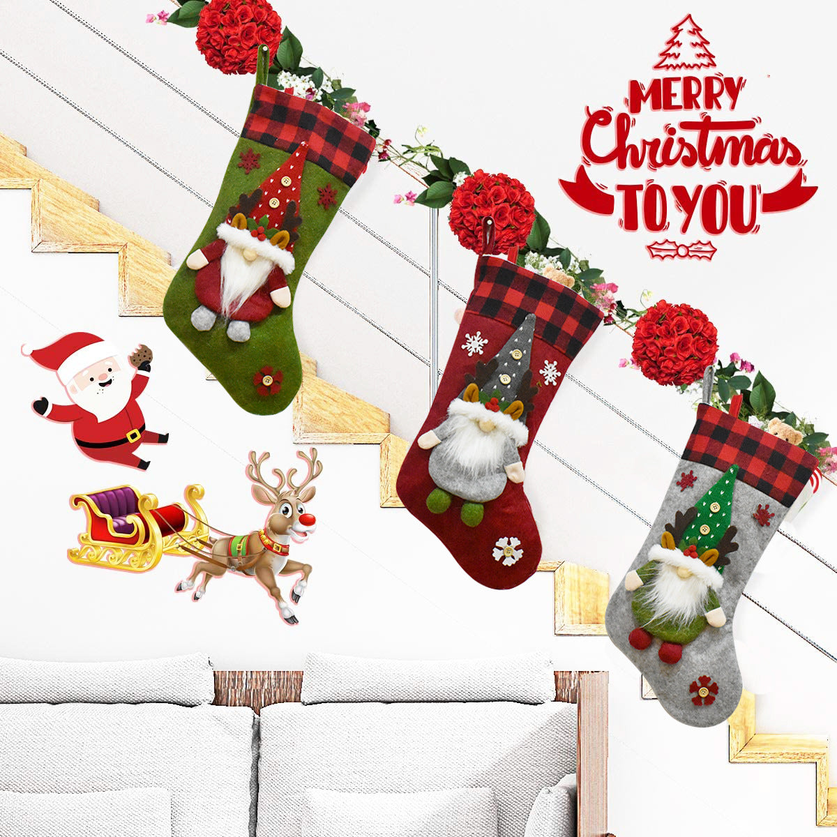 Christmas Decoration Gift Faceless Doll Christmas Socks Pendant Santa Claus Children's Christmas Gift Bag eprolo