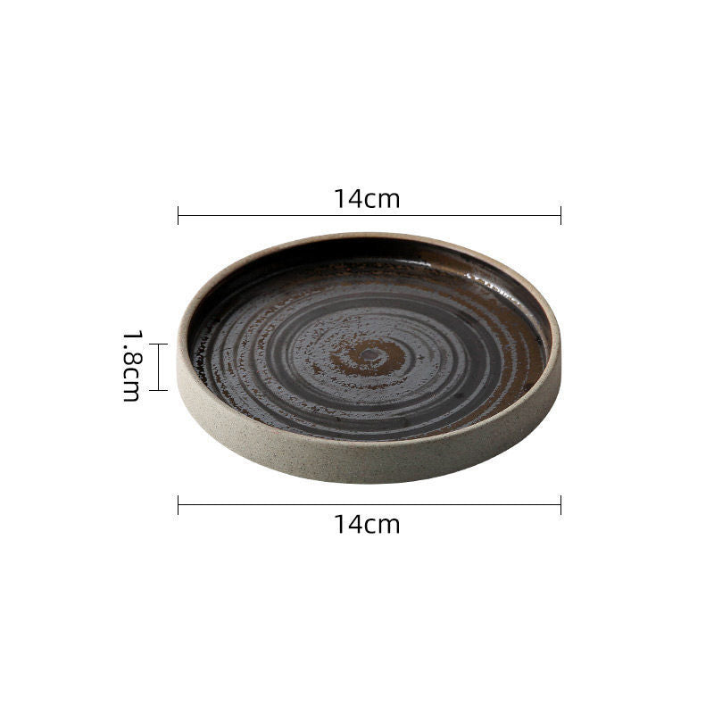 Coarse pottery coffee cup and plate set creative handmade retro coffee cup artistic cup plate milk cup Julia M Home & Kitchen