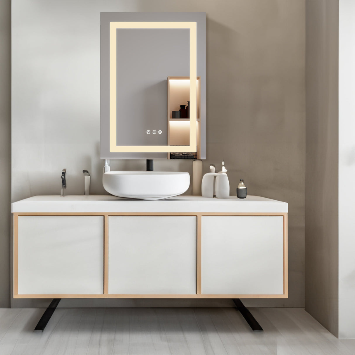 26x20 inch(Left Door) bathroom medicine cabinet with LED mirror 3000K~6000K single door lighting bathroom cabinet with touch switch adjustable Julia M Home & Kitchen