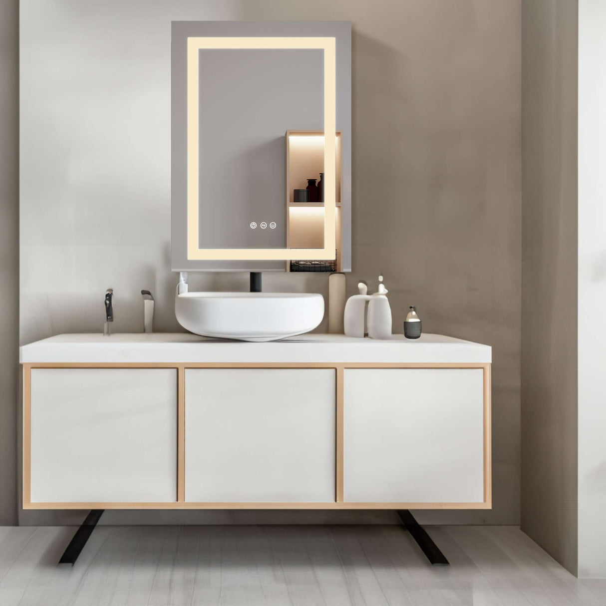 26x20 inch(Left Door) bathroom medicine cabinet with LED mirror 3000K~6000K single door lighting bathroom cabinet with touch switch adjustable Julia M Home & Kitchen