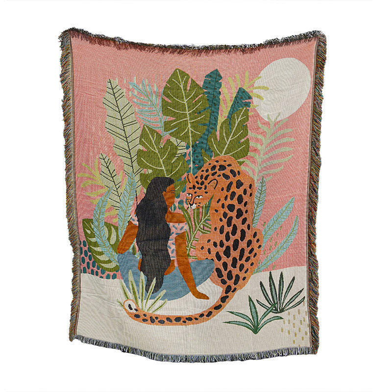 Artistic Cotton-Acrylic Knit Throw Blanket – Elegant American Style Designs