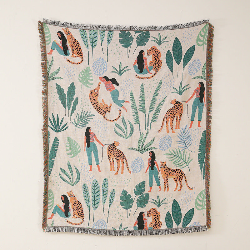 Artistic Cotton-Acrylic Knit Throw Blanket – Elegant American Style Designs