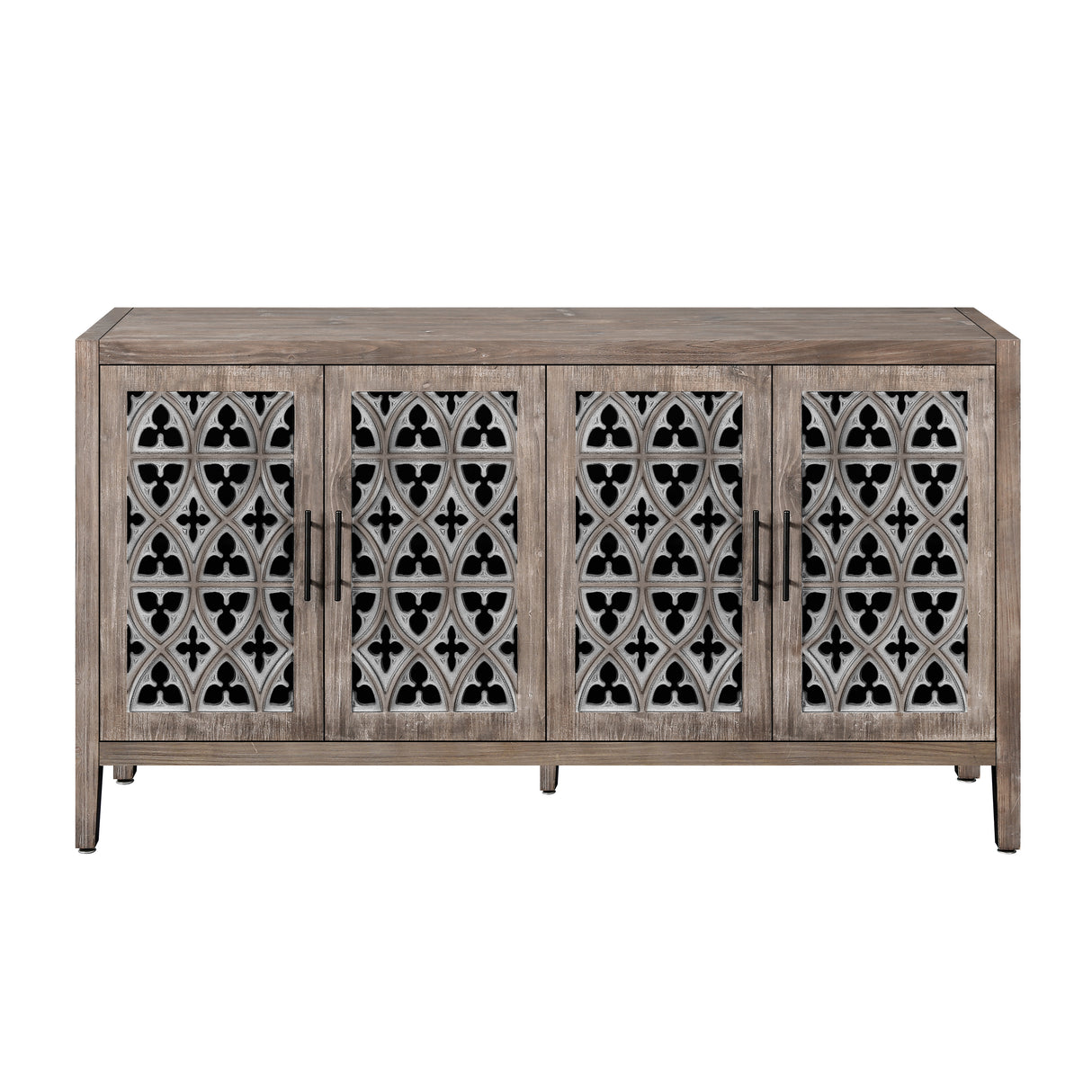 Hollow Four Door Antique Cabinet, American Country Style, Suitable for Living Room, TV Cabinet, Kitchen (Brown) - Julia M LifeStyles