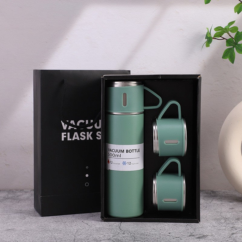 A cup of three-lid thermos cup portable fashion gift box set stainless steel cup - Julia M LifeStyles
