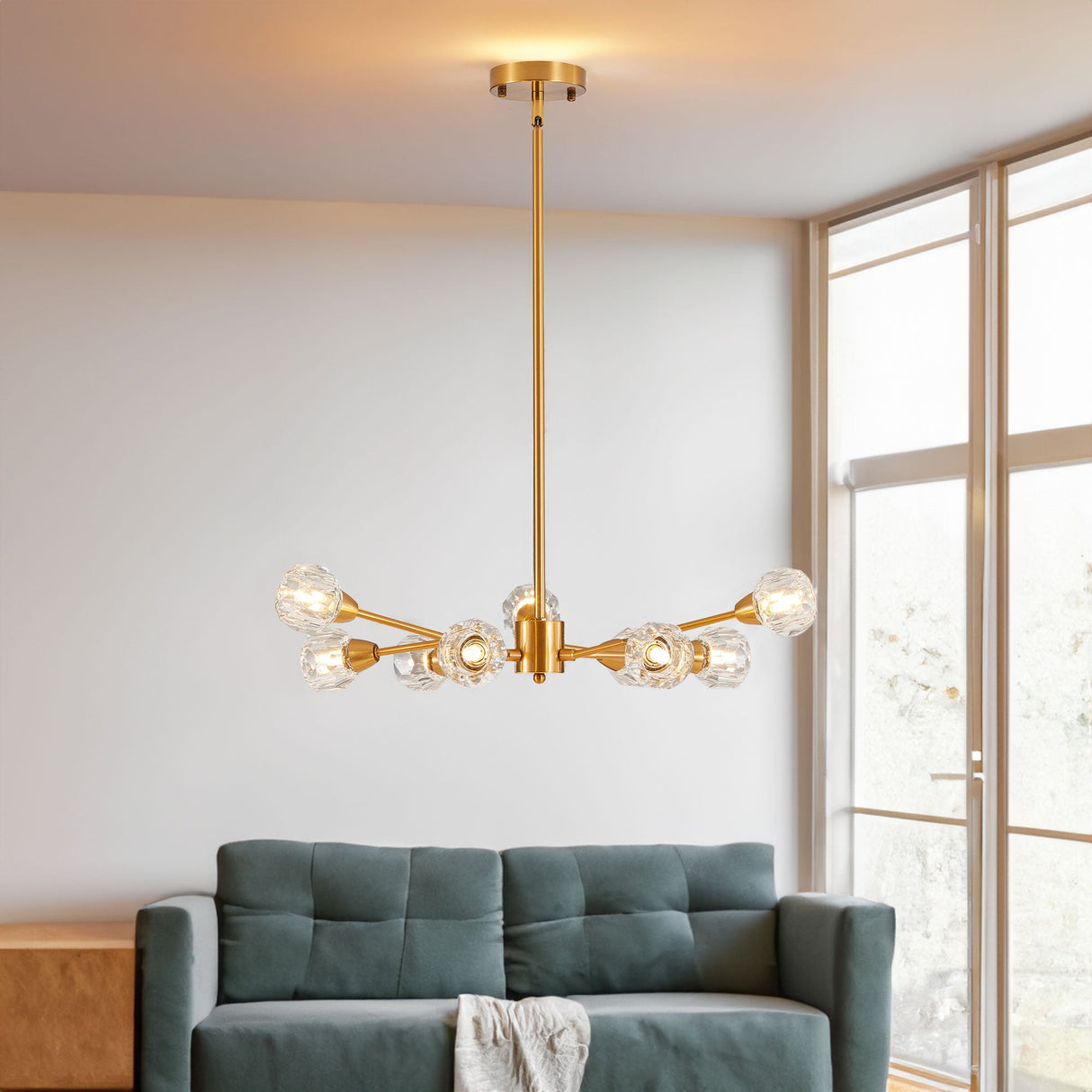European Style 9-Light Golden Crystal Chandelier for Living Room and Bedroom Julia M Home & Kitchen