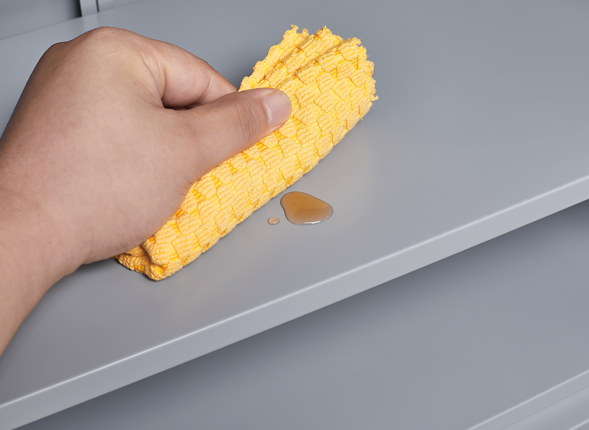 Grey metal kitchen storage cabinet, kitchen pantry storage cabinet with door and shelf, adjustable leveling feet eprolo