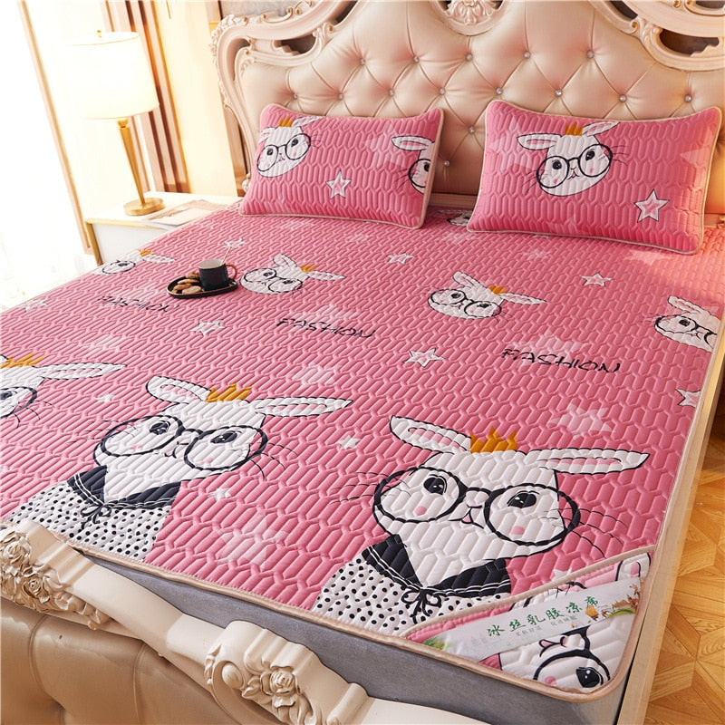 Summer Bed Sheet Ice Silk Mat Soft and Comfortable Latex Mattress Bedding Three-piece Breathable Mat for Comfortable Sleep - Julia M LifeStyles