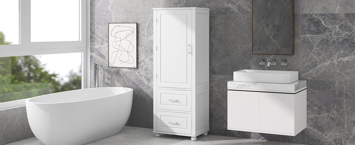 European Style Tall Bathroom Storage Cabinet with Adjustable Shelves and Drawers Julia M Home & Kitchen