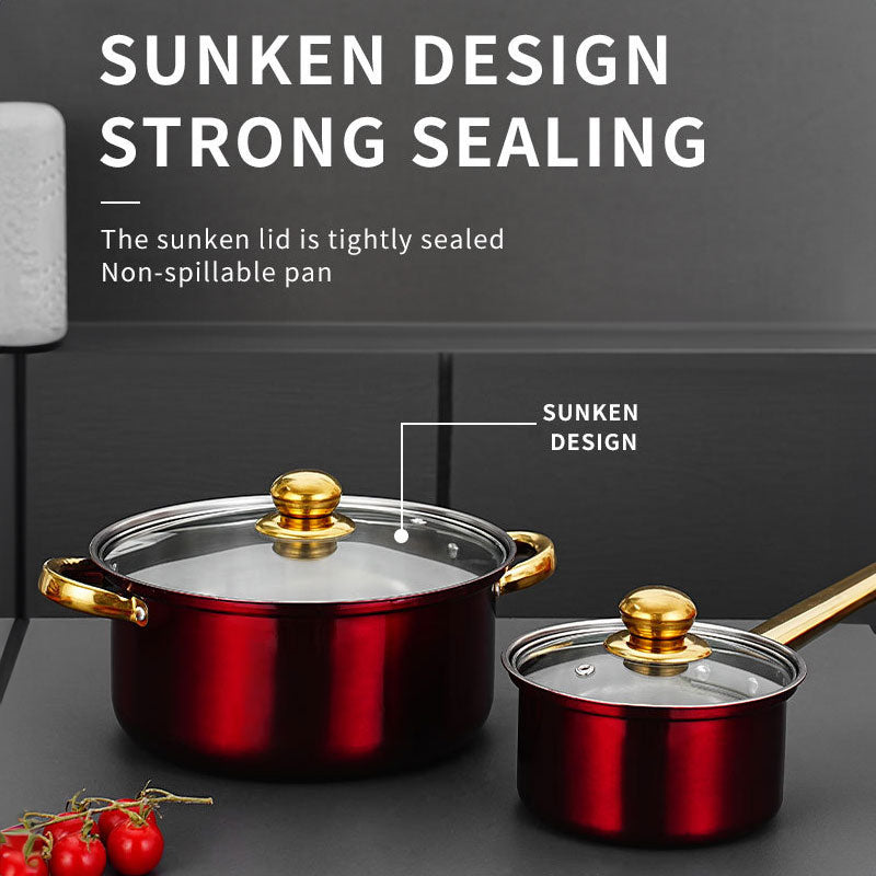 12 - piece wine - red non - stick stainless - steel soup pot set, induction - friendly for kitchen use. eprolo