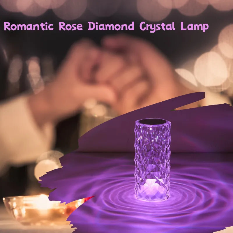 Crystal decorative desk lamp bedroom bedside touch remote control rose light LED charging atmosphere night light Julia M Home & Kitchen