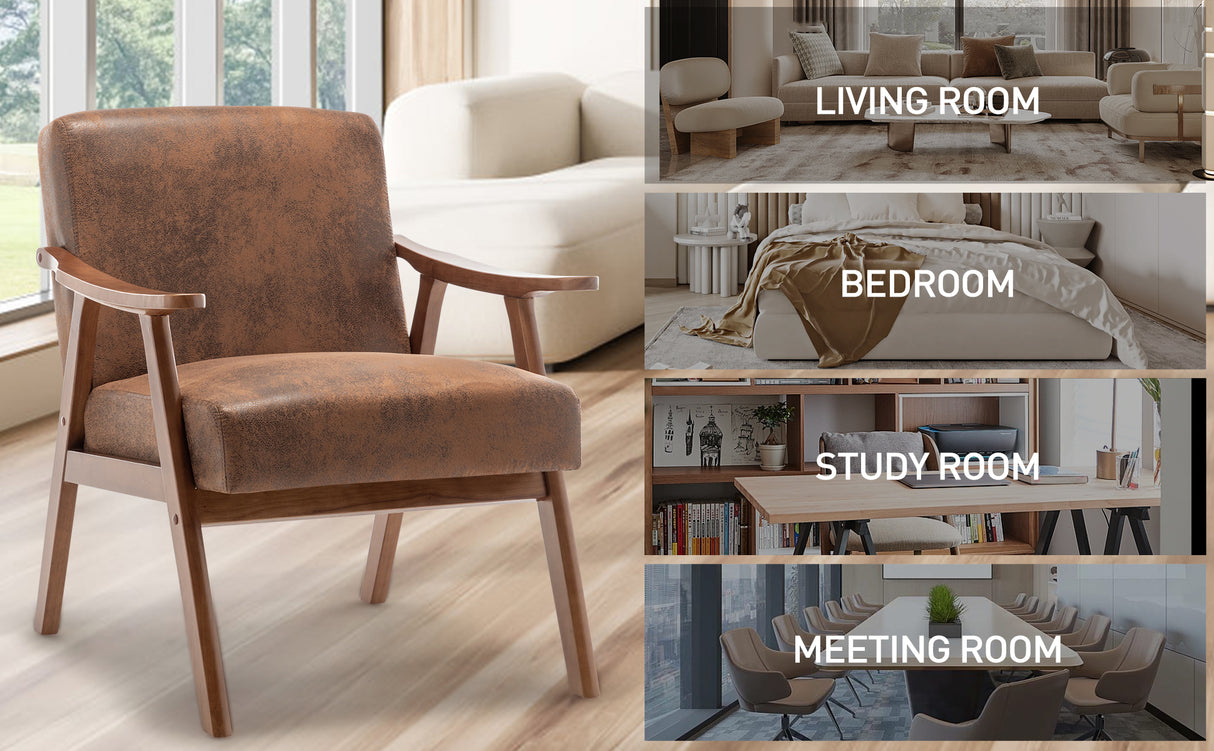 Medieval modern chair, solid wood frame living room chair, accent chair with ultra thick backrest - Julia M LifeStyles