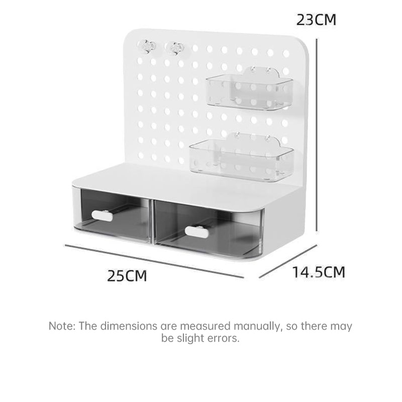 Adorable Desk Organizer with Hook Drawer, Hole Board, Card Display Stand, Desktop Storage Box, and Stationery Storage Rack - Julia M LifeStyles