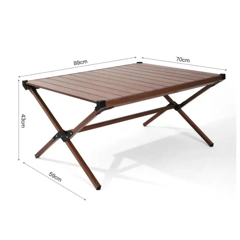 Dark Brown Mahogany Roll-Top Folding Camping Table - Julia M LifeStyles