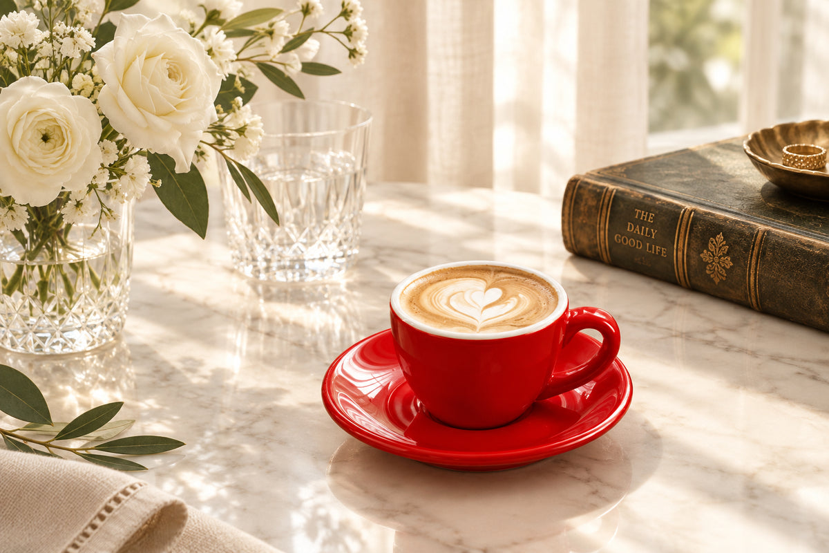 Fika Nordic Ceramic Latte Mug with Contrast Rim, 10 oz