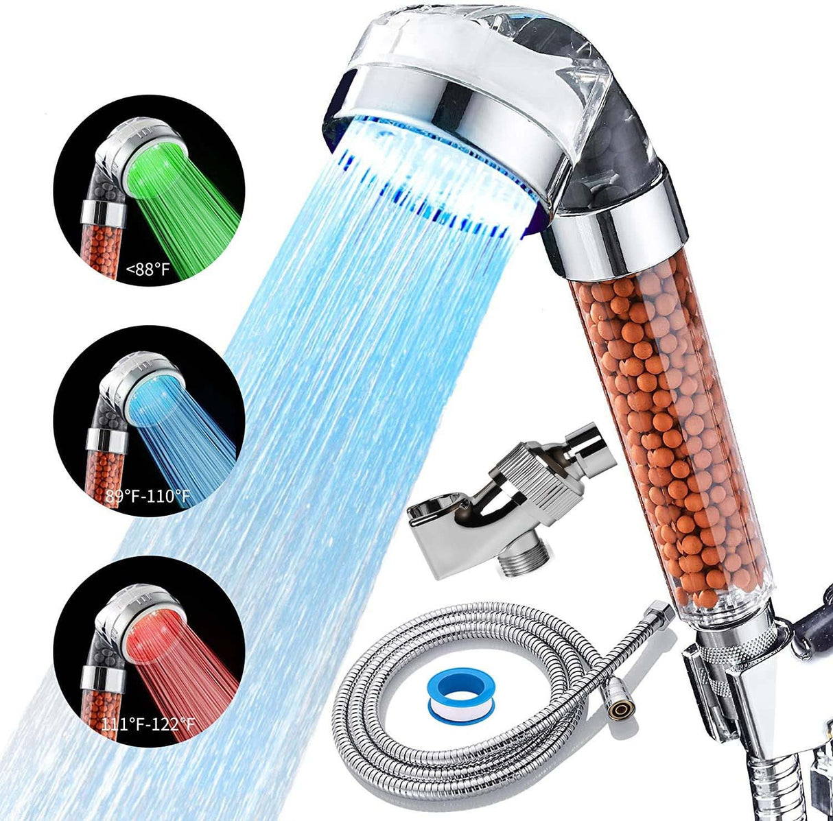 European Style LED Color Changing Shower Head with Temperature Control Julia M Home & Kitchen