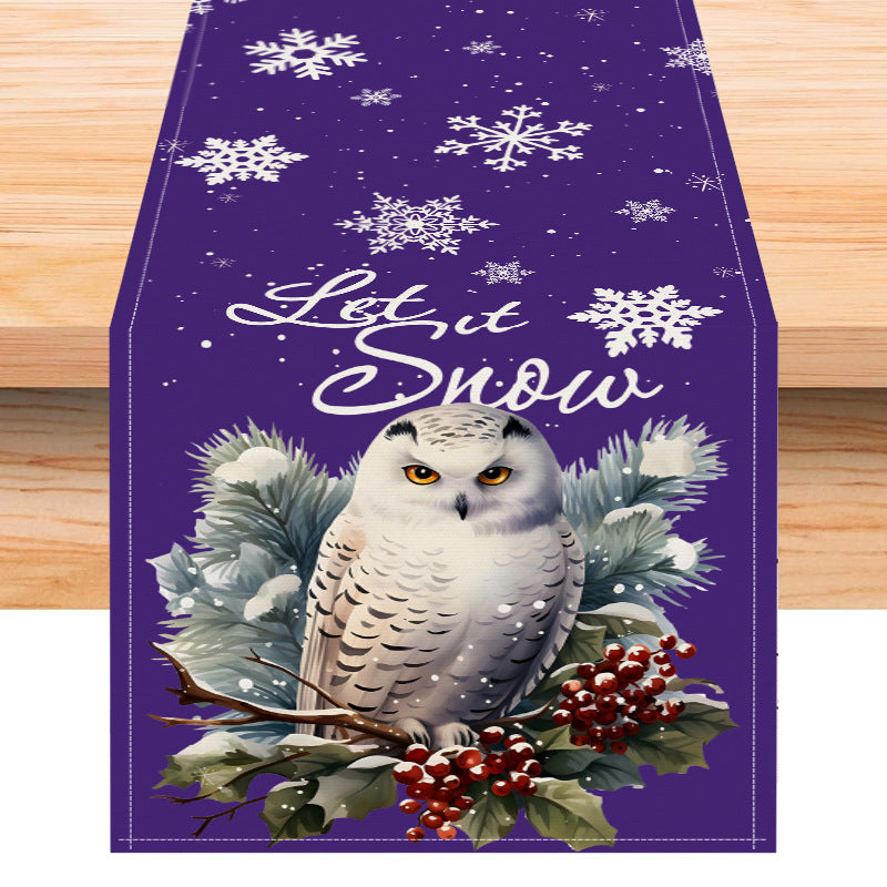 Owl Linen Table Flag Christmas Day Table Decoration Tablecloth Kitchen Restaurant Tablecloth Tea Table Cloth Julia M Home & Kitchen