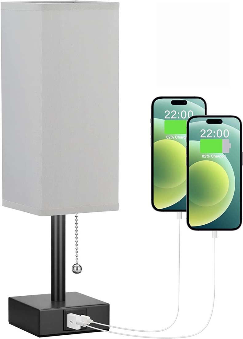 Linen 90 square desk lamp zipper switch three color temperature variable light A+C USB charging Julia M Home & Kitchen