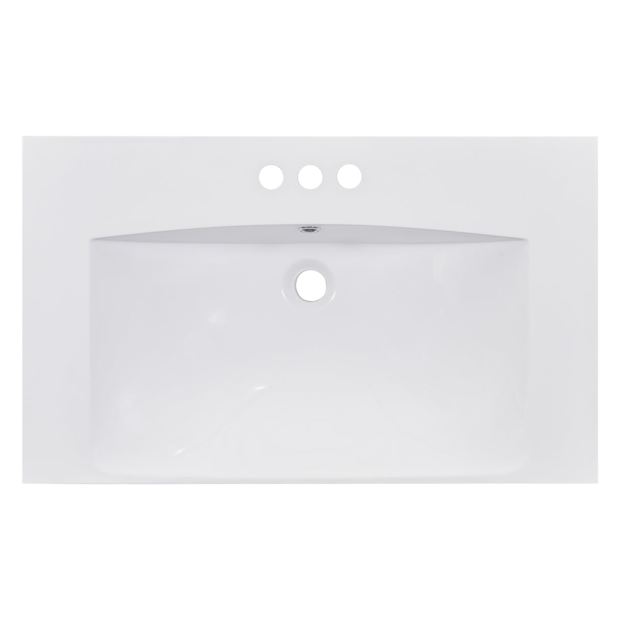 30" Single Bathroom Basin Sink, Vanity Top Only, 3-Faucet Holes, Resin - Julia M LifeStyles