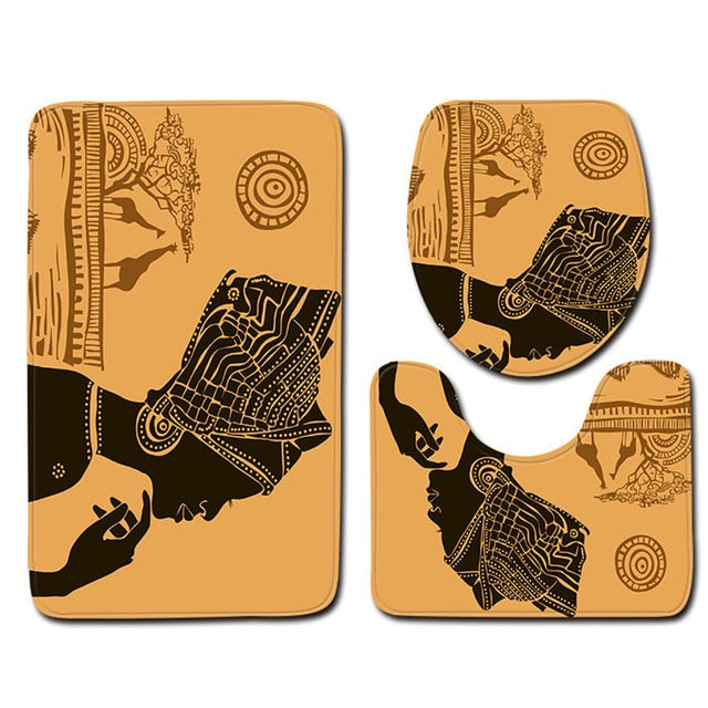 Bathroom Accession 3pcs/Set Star Girl Prited Bathroom Non-Slip Pedestal Rug + Lid Toilet Cover + Bath Mat - Julia M LifeStyles