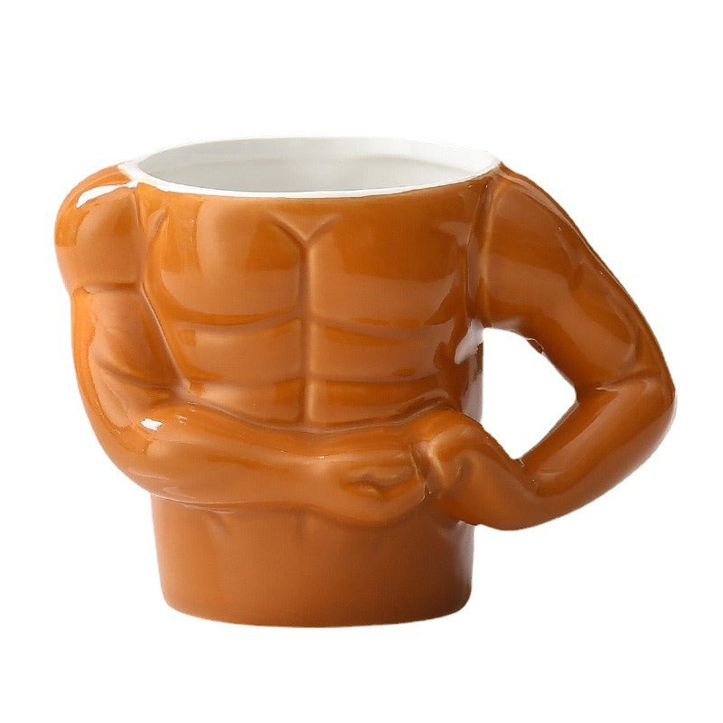 Novelty Cup Ceramic Muscle Hunk Ceramic Cup Spoof Weird Water Glass Mug Creative Personality Coffee Beer Cup Julia M Home & Kitchen