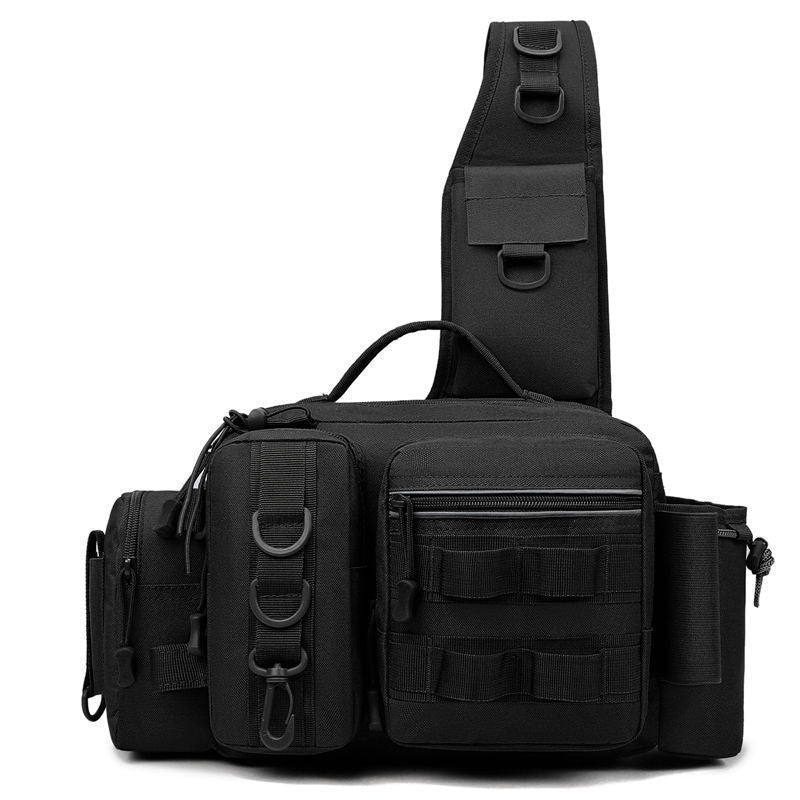 Men's Fishing Backpack: Equipped with bait box, equipment storage bag, pole holder, sling & shoulder bag design. eprolo