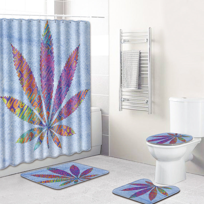 3D Printing Maple Leaf Bathroom Mats 180*180cm Shower Curtain 4pcs Bath Mat Sets Home Decoration Julia M Home & Kitchen