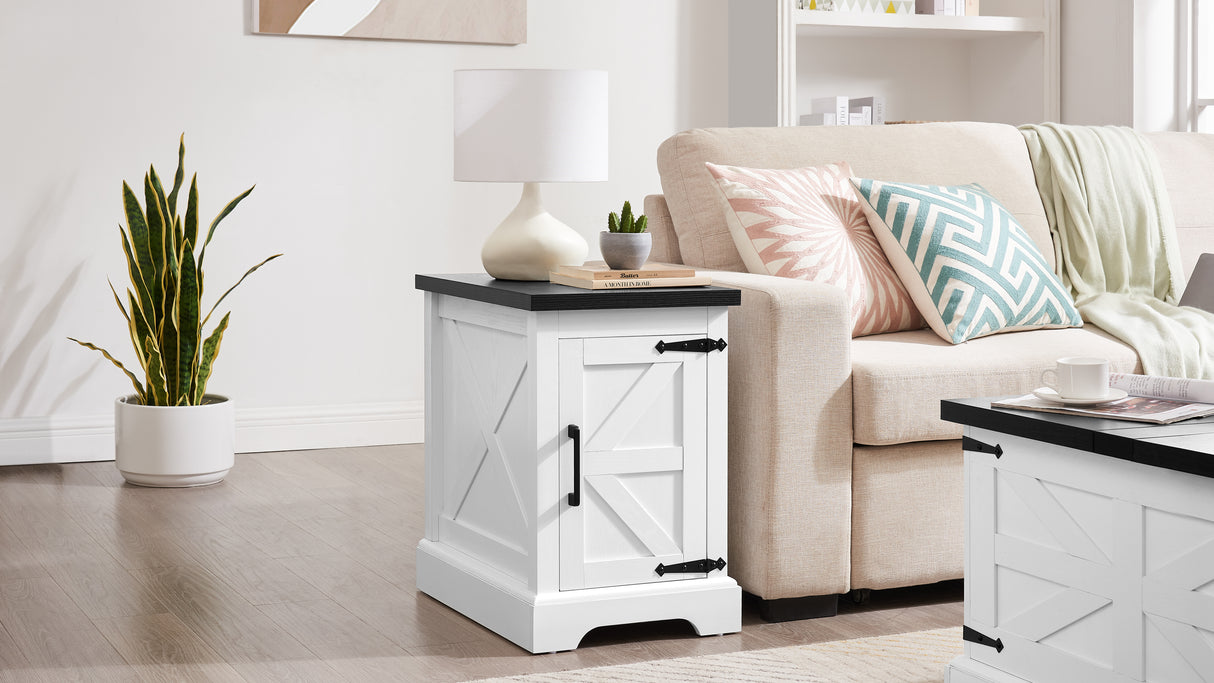 Farmhouse Coffee Table & End Table Barn design Center Table Rustic Cocktail Table with Hinged Lift Top and End Table - Julia M LifeStyles