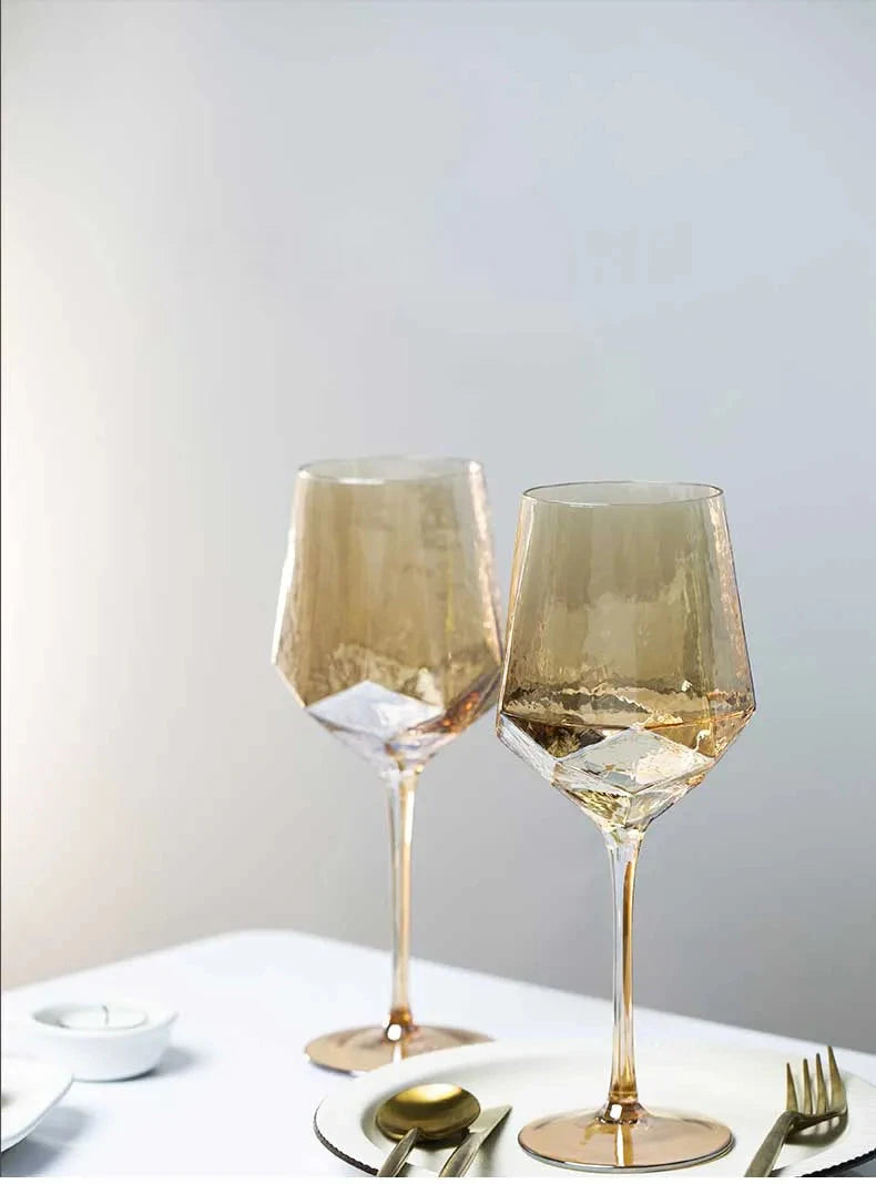 Hammered Diamond Amber Crystal Champagne Goblet Julia M Home & Kitchen