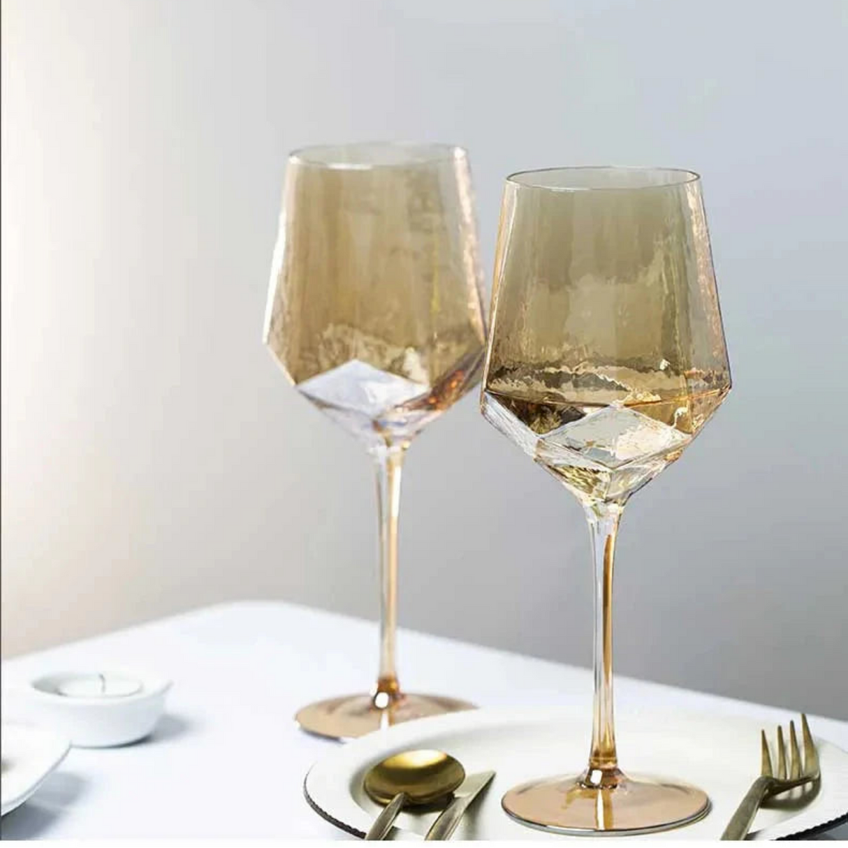 Hammered Diamond Amber Crystal Champagne Goblet Julia M Home & Kitchen