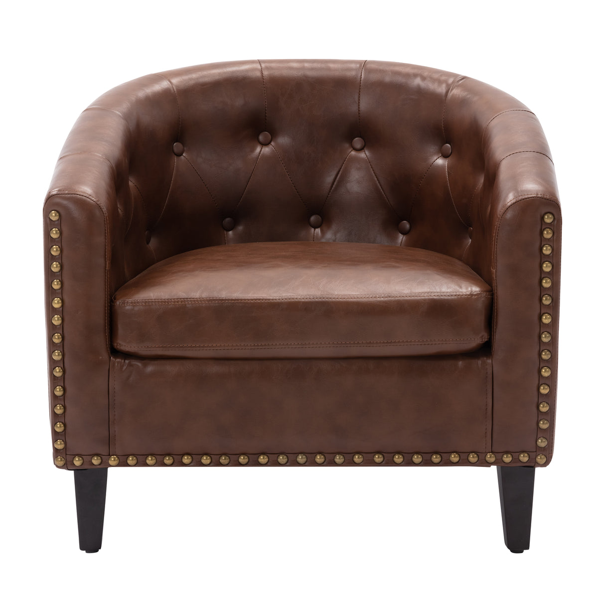 PU Leather Tufted Barrel ChairTub Chair for Living Room Bedroom Club Chairs - Julia M LifeStyles