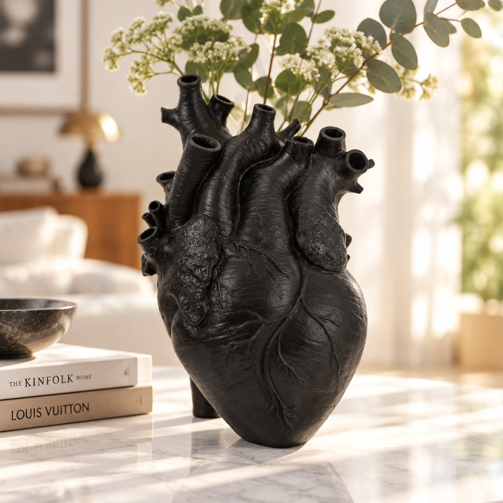 Heart-Shaped Flower Vase Resin Ornament Desktop Living Room Plant Pot Table Decoration Craft Julia M Home & Kitchen