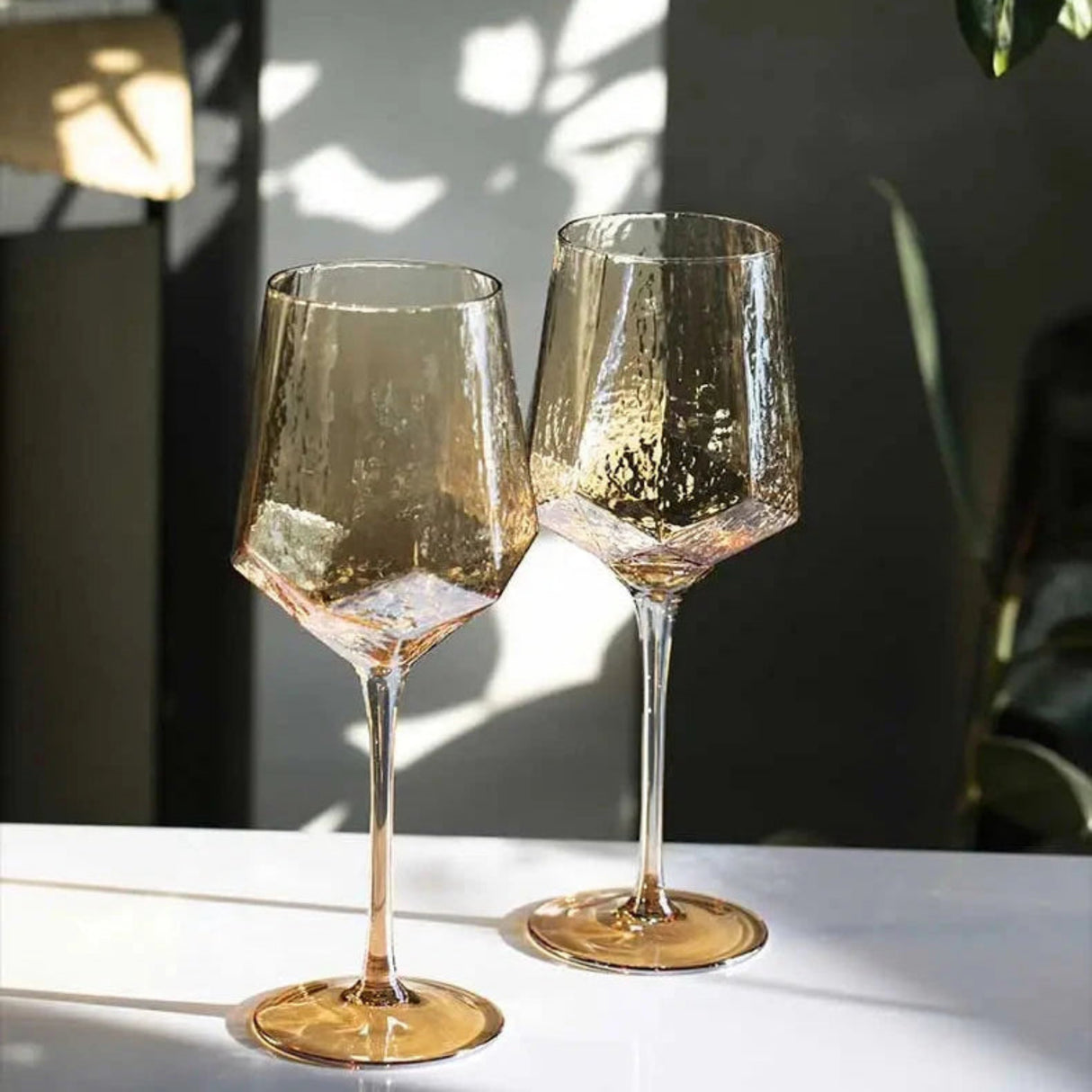 Hammered Diamond Amber Crystal Champagne Goblet Julia M Home & Kitchen