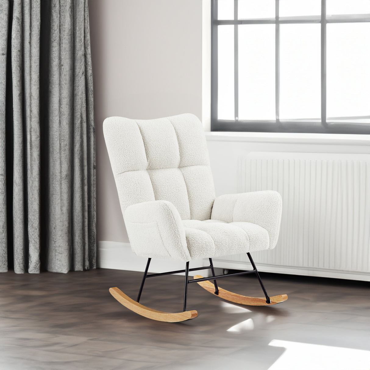 off white teddy fabric rocking chair - Julia M LifeStyles